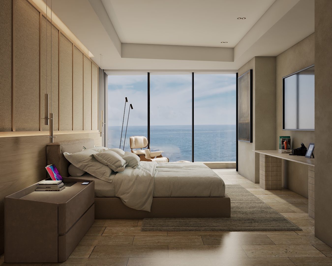 Departamento BAIA, recámara principal con vista al mar