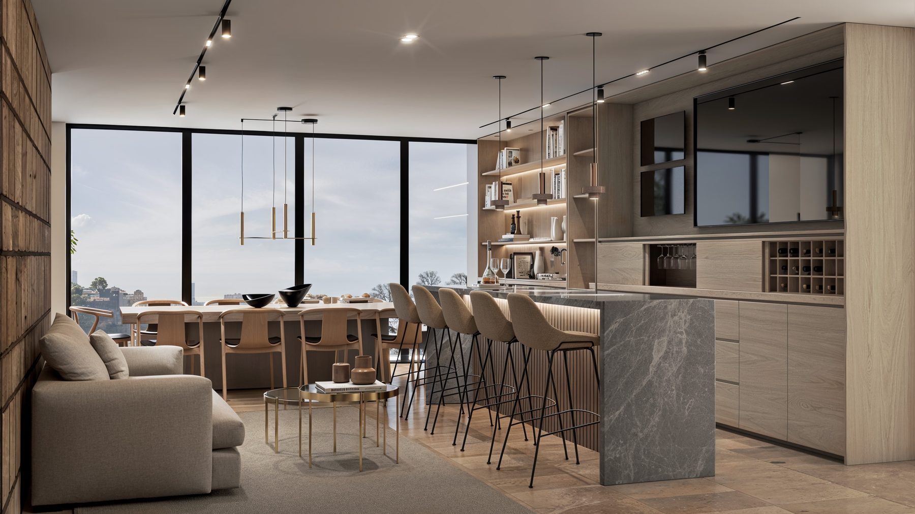 La Joya, barra de cocina con vista panorámica a la ciudad
